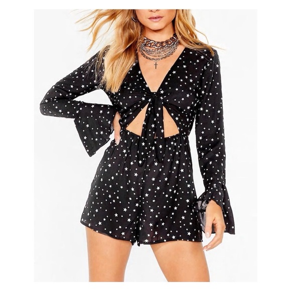 Star Tie Front Cut Out Romper - Picture 2 of 7